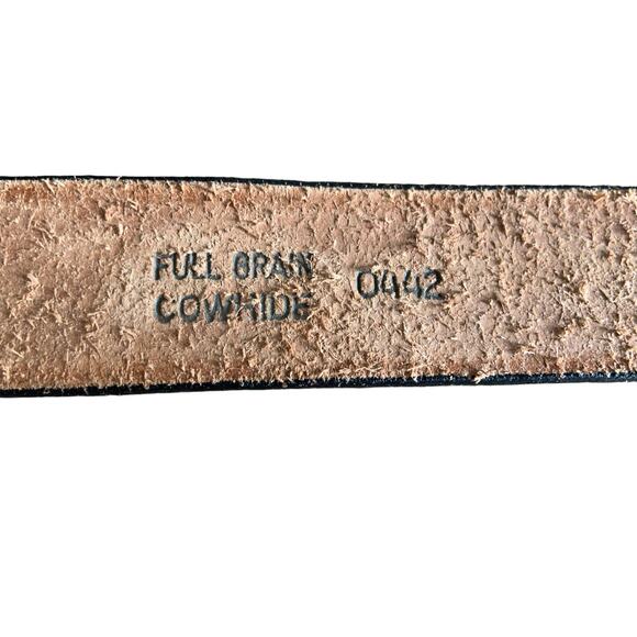 Full Grain Cowhide Black Leather Painted Embossed Eagle Belt 7 Holes - Picture 4 of 7